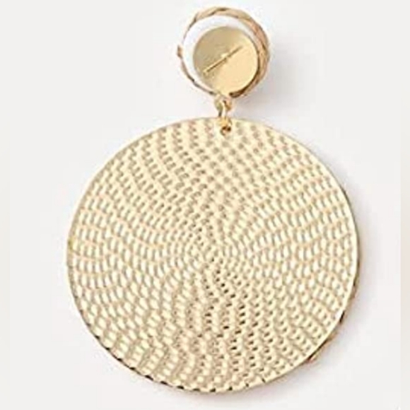 Pastel Pink Round Rattan Oversized Statement Earrings Wicker Large Dangle New - Picture 3 of 5